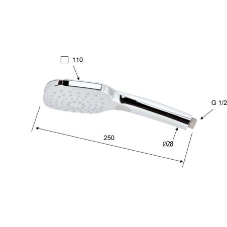 Sapho Douches - Douchette massage 110x110 mm, 4 jets, chrome 1204-24