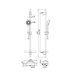 Hansa Micra - Set de douche avec thermostat, 3 jets, chrome 48150171