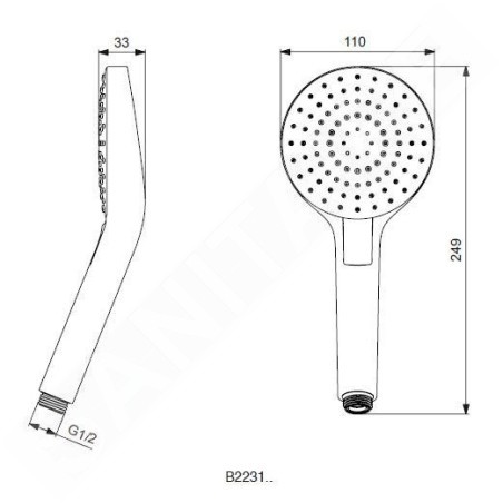 Ideal Standard Idealrain Evo Jet - Douchette manuelle Circle 110 mm, 3 jets, chrome B2231AA