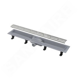 Alcadrain Douchegoten - Bac à douche Simple 650 mm, avec bord pour grille perforée, grille incluse, tapis en acier inoxydable