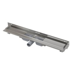 Alcadrain Douchegoten - Caniveau de douche Flexible Low 850 mm, avec collier ajustable au mur, acier inoxydable APZ104-850