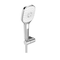 Hansa Activejet - Set de douche avec flexible, support et douchette, 3 jets, blanc/chrome 84380233