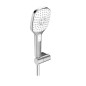 Hansa Activejet - Set de douche avec flexible, support et douchette, 3 jets, blanc/chrome 84380233