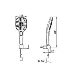 Hansa Activejet - Set de douche avec flexible, support et douchette, 3 jets, blanc/chrome 84380233