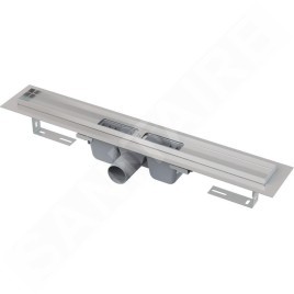 Alcadrain Douchegoten - Caniveau de douche 750 mm, avec rebord pour grille perforée, acier inoxydable APZ1-750