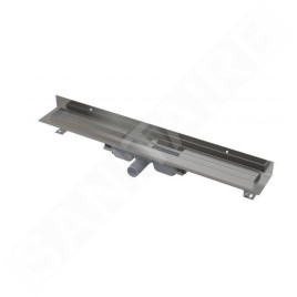 Alcadrain Douchegoten - Caniveau de douche Wall Low 1150 mm, avec rebord pour grille pleine et collier de fixation au mur, inox