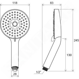 Ravak Douches - Pommeau de douche Flat M 953.00, 3 fonctions, diamètre 118 mm, chrome X07P009