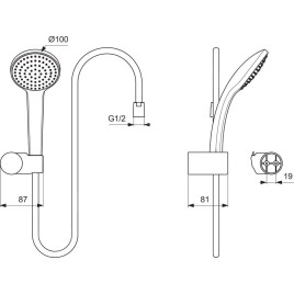 Ideal Standard Idealrain - Set de douche, 1 jet, chrome B9451AA