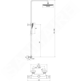 Ravak Termo - Set de douche 300 TE 093.00/150 avec thermostat, chrome X070099