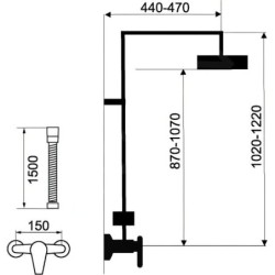Novaservis Nobless Tina - Set de douche avec robinetterie, raccord de douche par le haut, blanc/chrome SET070/38,1