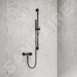 Kludi Nova Fonte - Colonne de douche avec pommeau de douche, support, barre de 900 mm et flexible, noir mat 2084039-15