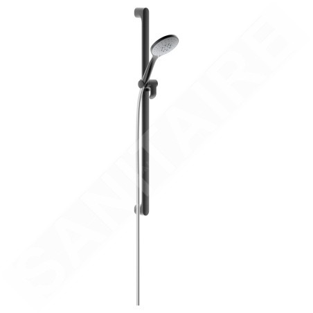 Keuco Edition 400 - Set de douchette à main, support, barre et flexible, chrome noir brossé 51587130000