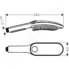 Hansgrohe DogShower - Pommeau de douche 150, 3 jets, buses de massage, blanc mat 26640700