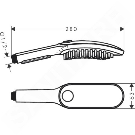 Hansgrohe DogShower - Pommeau de douche 150, 3 jets, buses de massage, blanc mat 26640700