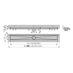 Alcadrain Douchegoten - Bac à douche Modular Wall 850 mm, acier inoxydable APZ23-850