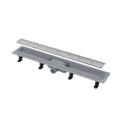 Alcadrain Douchegoten - Caniveau de douche Simple 750 mm, avec bord pour grille perforée, grille incluse, inox mat APZ10-750M
