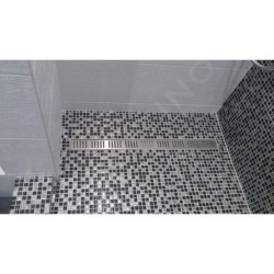 Alcadrain Douchegoten - Caniveau de douche Simple 750 mm, avec bord pour grille perforée, grille incluse, inox mat APZ10-750M