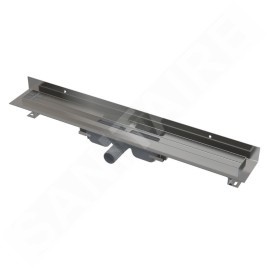 Alcadrain Douchegoten - Bac à douche Wall Low 650 mm, avec rebord pour grille pleine et collier de fixation au mur, acier