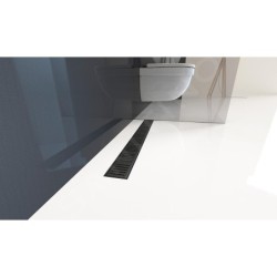Alcadrain Douchegoten - Caniveau de douche Simple 750 mm, avec rebord pour grille perforée, grille incluse, noir mat
