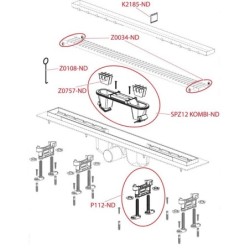 Alcadrain Douchegoten - Caniveau de douche Optimal 850 mm, avec rebord pour grille perforée ou insertion de tuiles APZ12-850