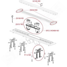 Alcadrain Douchegoten - Bac de douche Optimal 1050 mm, avec rebord pour grille perforée ou insertion de carrelage APZ12-1050