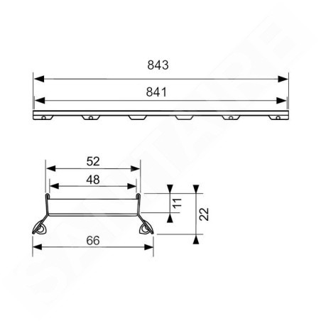 Tece TECEdrainline - Grille pour pavage 900 mm, acier inoxydable 600972
