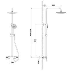 Sapho Solaris - Set de douche avec thermostat, 5 jets, noir mat WD139B