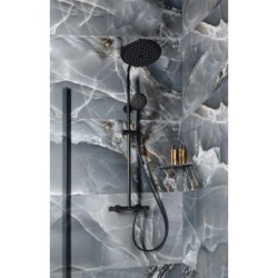 Sapho Solaris - Set de douche avec thermostat, 5 jets, noir mat WD139B