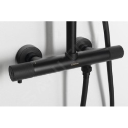 Sapho Solaris - Set de douche avec thermostat, 5 jets, noir mat WD139B