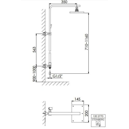 Steinberg 120 - Set de douche sans robinetterie, 200x145 mm, chrome 120 2770