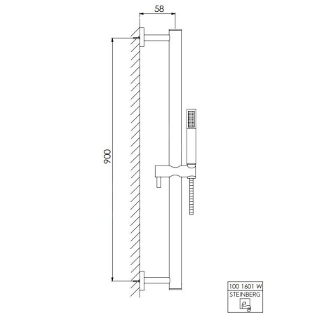 Steinberg 100 - Set de pommeau de douche, barre et flexible, blanc 100 1601 W