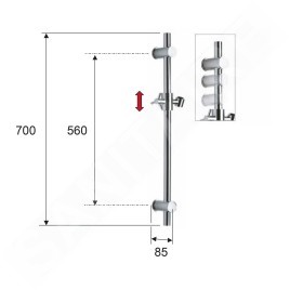 Sapho Douches - Barre de douche 70 mm, noir mat SC014
