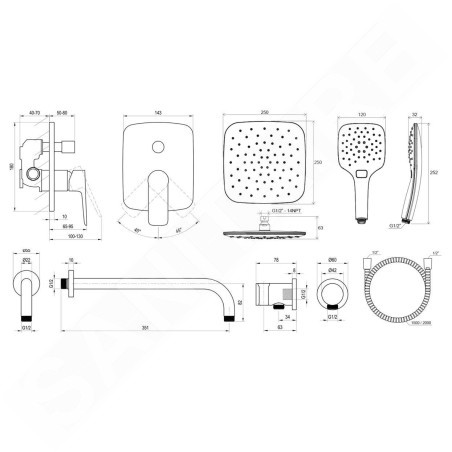 Ravak Classic - Set de douche avec mitigeur encastré, corps d’encastrement, chrome X07S016