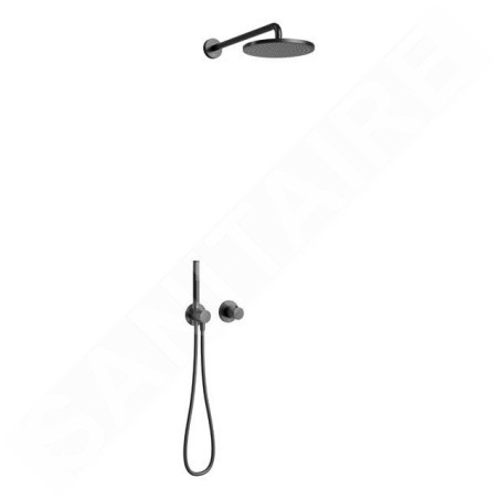 Keuco IXMO - Set de douche avec thermostat à encastrer, diamètre 25 mm, noir mat 59602370001