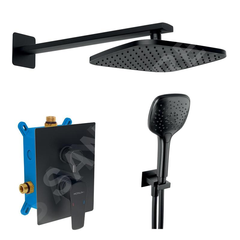 Novaservis Metalia 58 - Ensemble de douche avec mitigeur encastré, 23x23 cm, 3 jets, noir mat SADA58051R,5