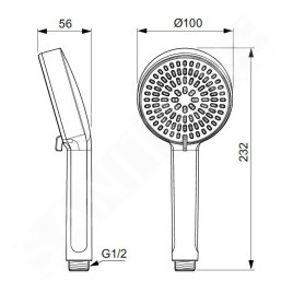 Ideal Standard ALU+ - Pommeau de douche, 2 jets, noir soyeux BD580XG
