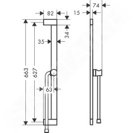 Hansgrohe Unica - Barre de douche 66 mm, avec flexible, noir mat 24404670