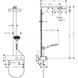 Hansgrohe Rainfinity - Set de douche avec thermostat, diamètre 25 mm, 3 jet, noir mat 28742670