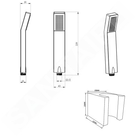 Sapho Set - Colonne de douche Abra, support fixe, chrome SET1101