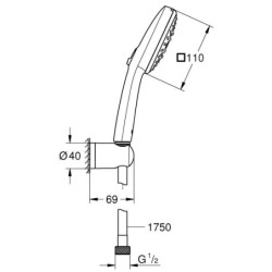 Grohe Vitalio Comfort - Set de pommeau de douche, support et flexible, 3 jets, chrome 26176001