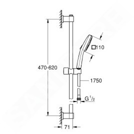 Grohe Vitalio Comfort - Set de pommeau de douche, barre et flexible, 2 jets, chrome 26398001