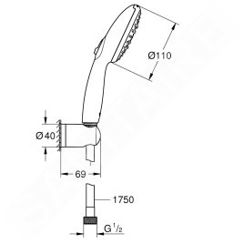 Grohe Vitalio Start - Set de pommeau de douche, support et flexible, 3 jets, chrome 26769001