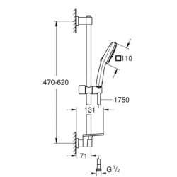 Grohe Vitalio Comfort - Set de pommeau de douche, flexible et barre avec tablette, 2 jets, chrome 26929001
