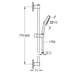 Grohe Vitalio Comfort - Set de pommeau de douche, barre et flexible, 2 jets, chrome 26931001