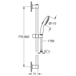 Grohe Vitalio Start - Set de pommeau de douche, barre et flexible, 2 jets, chrome 26954001