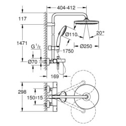 Grohe Vitalio Start - Set de douche avec thermostat de baignoire, diamètre 25 mm, 2 jets, chrome 26988001