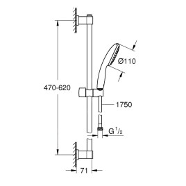 Grohe Vitalio Start - Set de pommeau de douche, barre et flexible, chrome 27942001