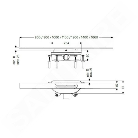 Kessel Linearis Infinity - Caniveau de douche 80 cm, avec grille, acier inoxydable brossé 45200.08