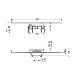 Kessel Linearis Infinity - Caniveau de douche 90 cm, avec grille, acier inoxydable brossé 45200.09