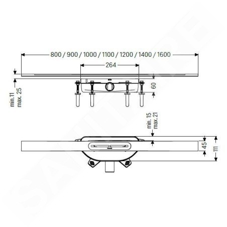 Kessel Linearis Infinity - Caniveau de douche 90 cm, avec grille, acier inoxydable brossé 45300.09